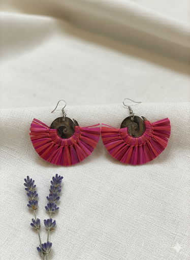 Mahina Pink Hand-woven Earrings