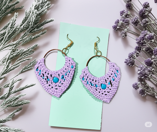 Mahina Macrame Lilac Earrings