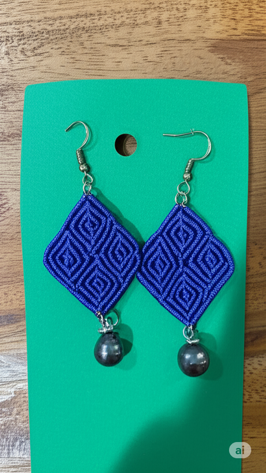 Mahina Macrame Cobalt Blue Earrings