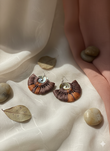 Mahina Weaved in Mother of Pearl Earrings
